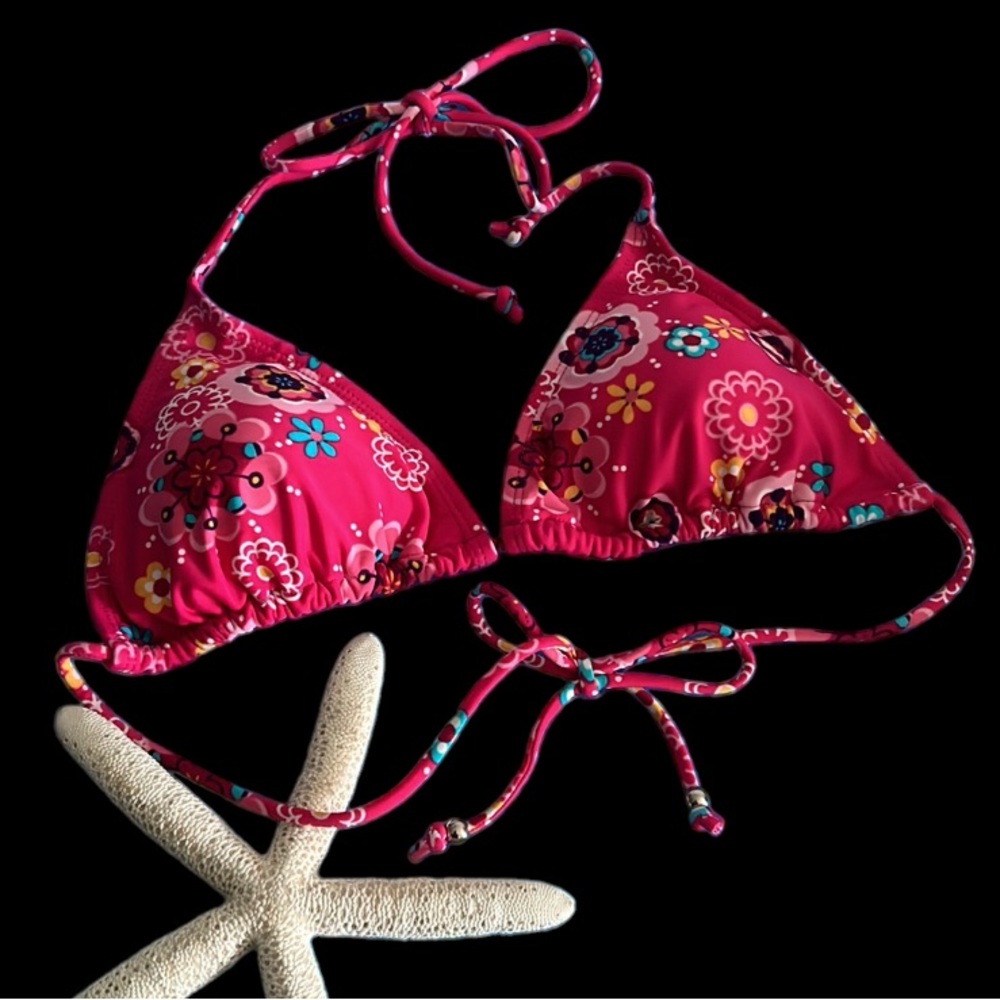 SALE ๐ท New Juniors Dark Pink Flower Bikini Top - Picture 11 of 13
